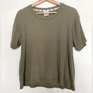 PINK Green Ribbed Stretchy Short Sleeve Top Size Large